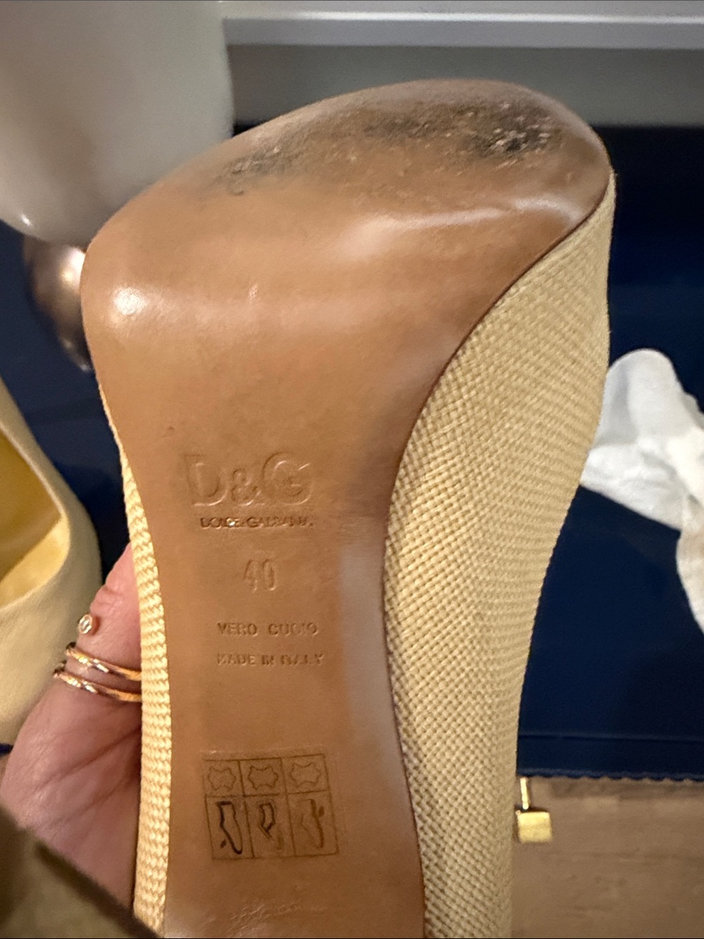 D&G Beige Textile Closed-Toe Pumps - Picture 7 of 11